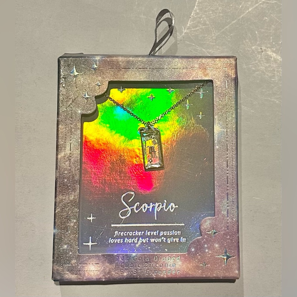 14k Gold Dipped Glass Zodiac Scorpio Pendant Necklace NWT
